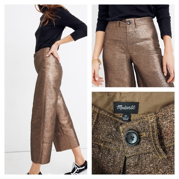 Madewell Emmet wide leg crop in metallic sand - Picture 6 of 7